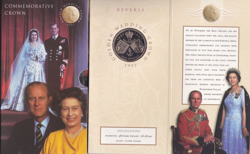 GB - 1997 £5 Golden Wedding - Uncirculated in Folder Carousel 1