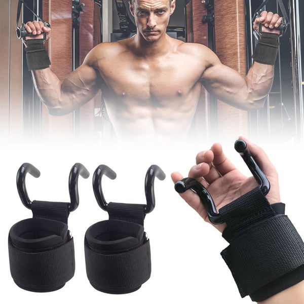 Weight Lifting Hooks Wrist Wraps Power Training Gym Grips Straps for Grip A Carousel 1