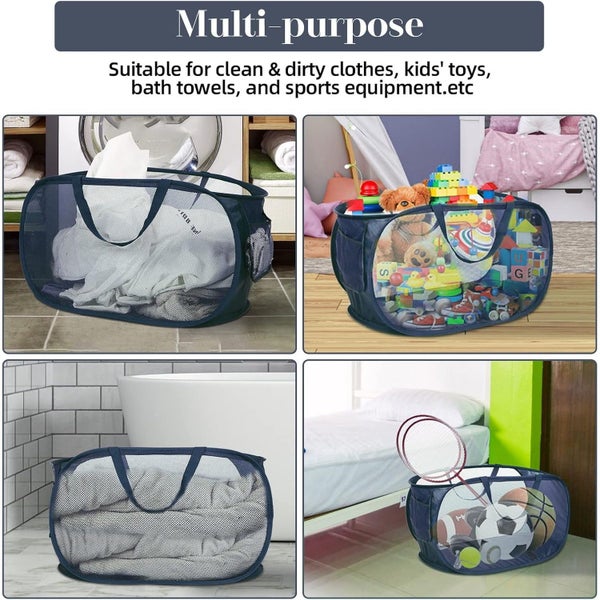 Durable Collapsible Laundry Baskets, Mesh Pop Up Laundry Hamper with Side P Carousel 7