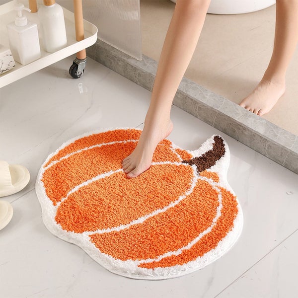 Pumpkin Bath Mat - 16x24" Non-Slip Halloween Rug for Bathroom & Kitchen - M Carousel 1