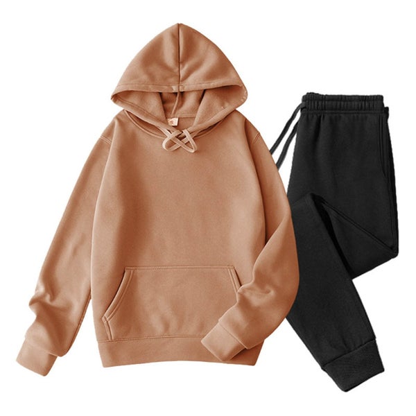 Men Sweatsuits Sets, Long Sleeve Solid Drawstring Front Pocket Fleece Sweat Carousel 1