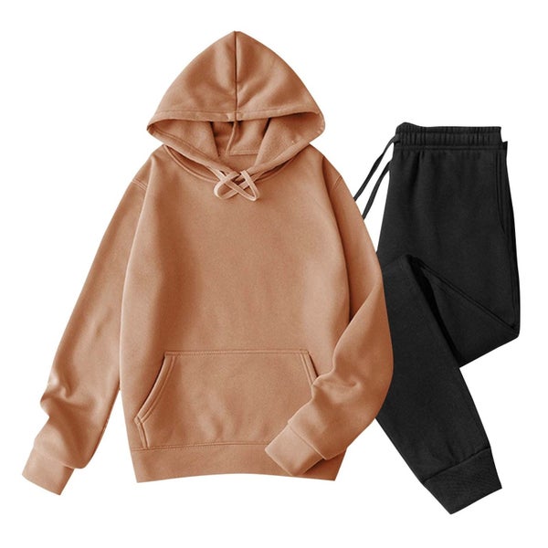 Men Sweatsuits Sets, Long Sleeve Solid Drawstring Front Pocket Fleece Sweat Carousel 2
