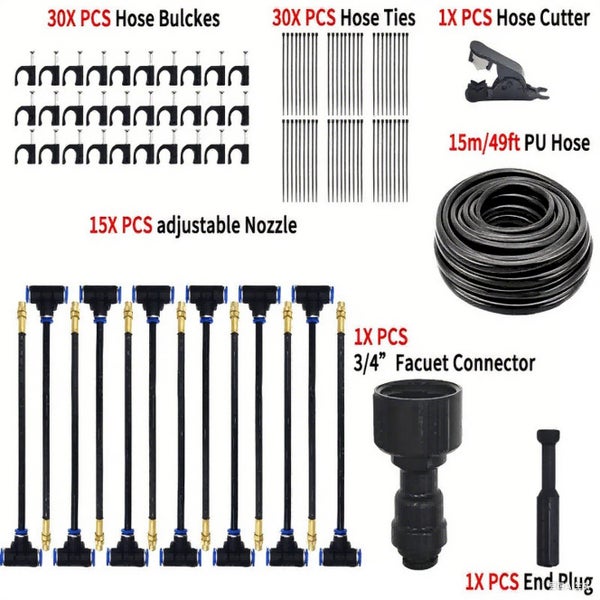15M Adjustable Watering Irrigation Misting System Kit Carousel 2