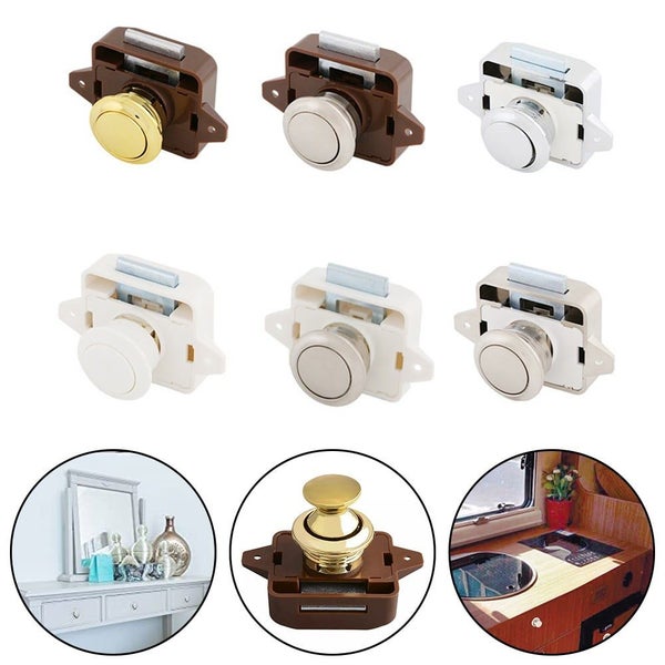 Push Button Drawer Cupboard Cabinet RV Caravan Catch Latch Knob Handle Lock Carousel 2