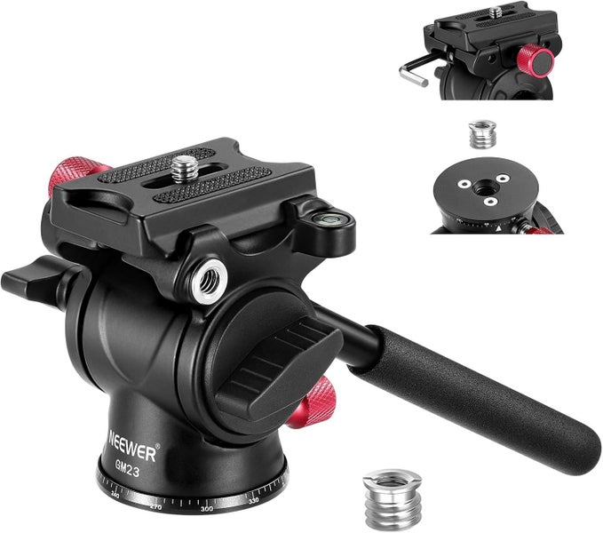 NEEWER Fluid Tripod Head with Handle & Arca Type Quick Release, Aluminum Alloy Carousel 1