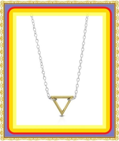 STUNNING & DAINTY S/SILVER NECKLACE WITH GOLD TRIANGLE Carousel 1