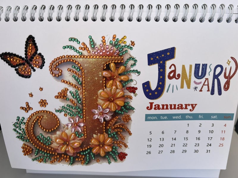 2026 Handmade Diamond Dot Calendar – Alphabet & Art Design64795675662593111