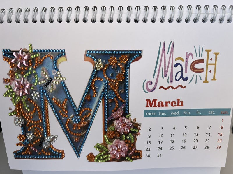 2026 Handmade Diamond Dot Calendar – Alphabet & Art Design64795675662593113