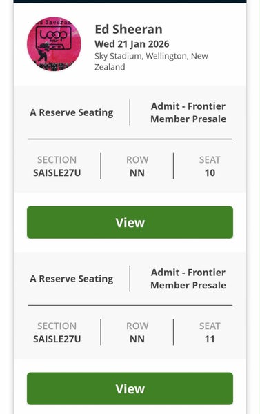 Ed Sheeran A-Reserve Seated Tickets64726897210627111