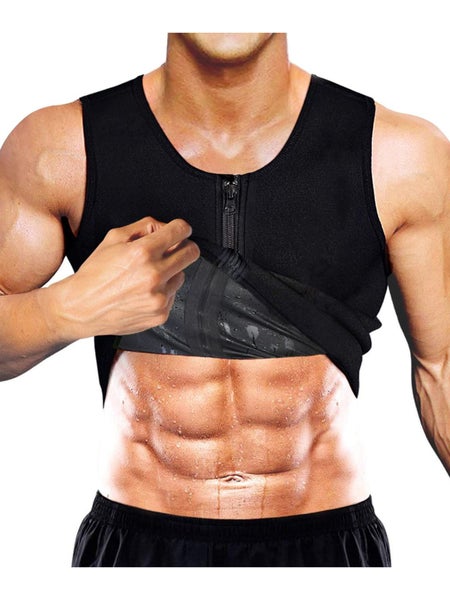 Men Waist Trainer Vests for Sweat Weight Loss Tops with Zipper Sweat Vest S Carousel 1