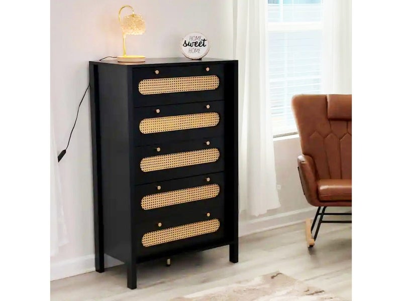 Tallboy Chest of Drawers Rattan Carousel 2