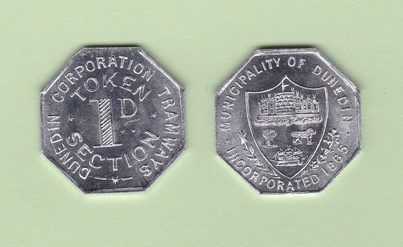 NZ - Token (Ttam) - (1906) Dunedin Tramways 1d - AU/UNC Carousel 1