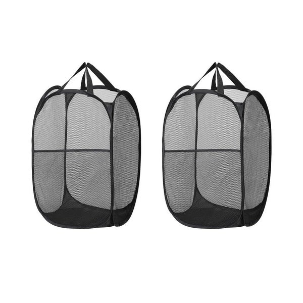 Artiss 2X Laundry Basket Hamper Foldable Black Carousel 1