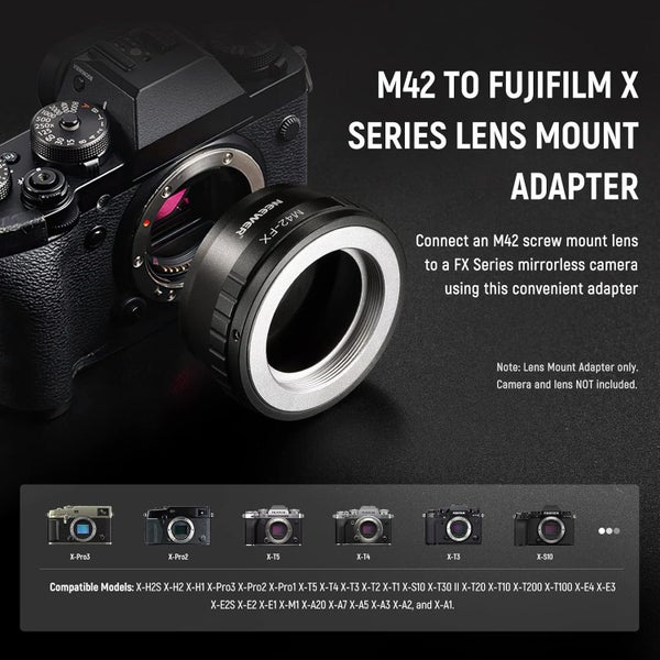 NEEWER M42 to Fuji X Lens Mount Adapter Compatible with M42 Lens to Fujifilm X Carousel 2