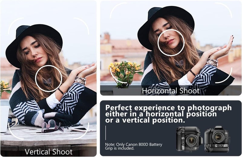 Neewer Vertical Battery Grip with Battery Holder Compatible with Canon EOS 800D Carousel 2