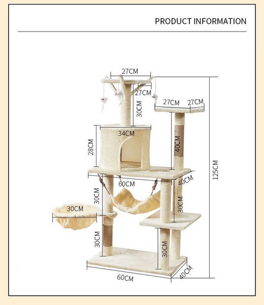 Cat Tree Scratching Post with Mouse 125CM Carousel 2