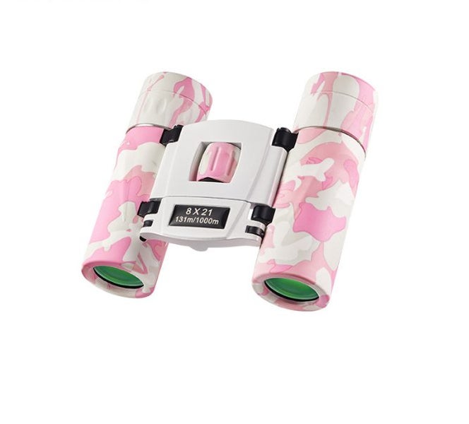 Pinkish White Mini Pocket Binoculars - 8X21 High Power Colorful For Kids Carousel 1