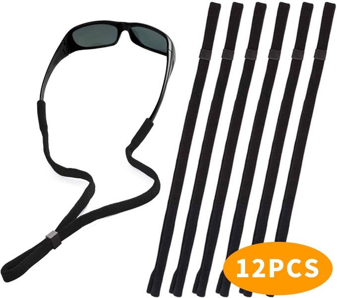 Pack of 12 Black Glasses Strap, Sports Sunglasses & Eyeglasses Holder Stra Carousel 1