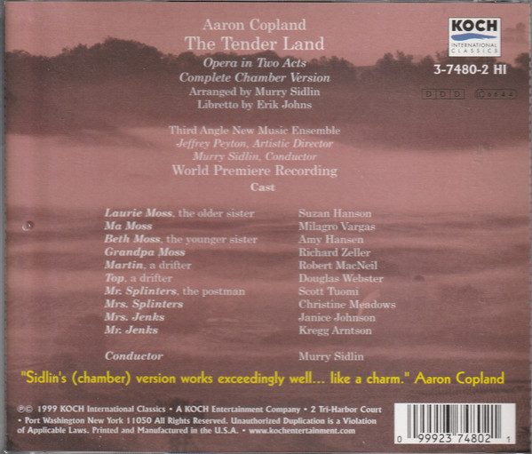 Aaron Copland, Murry Sidlin, – The Tender Land, Opera In Two Acts / 2CD Box Carousel 2
