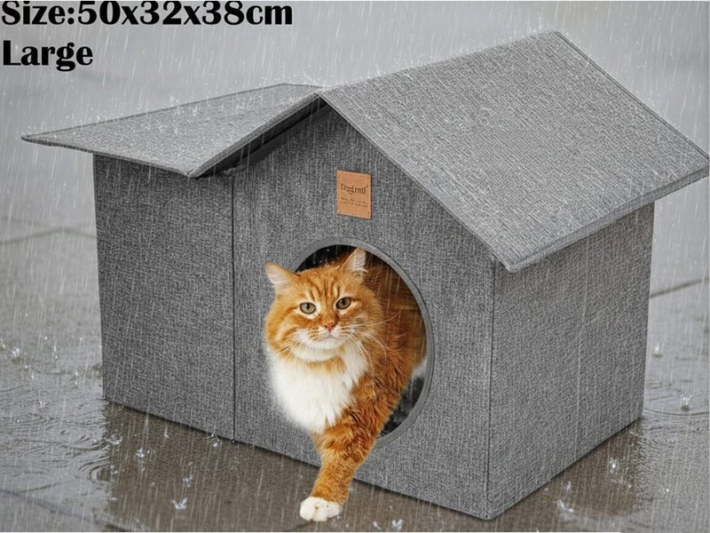 Outdoor Cat House - Weatherproof Large Cat Shelter for Outside with Roof Window Carousel 2