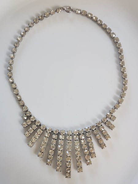 Vintage chunky French paste tassel necklace with Sterling clasp circa 1950 Carousel 1