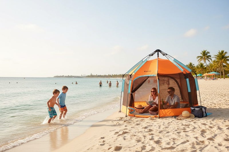 Komodo 4 Person Pop Up Beach Tent (Orange) Carousel 2
