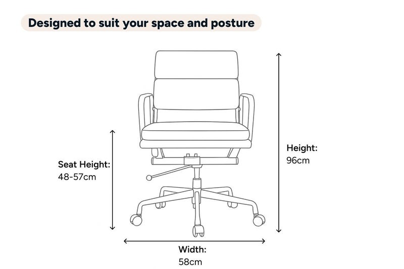 Matt Blatt Eames Replica Low Back Soft Pad Leather Office Chair (White/Chrome) Carousel 10