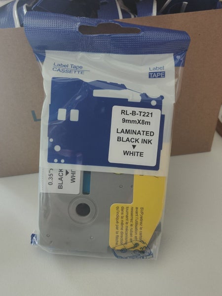 TZe-221 Compatible 9mm x 8m Black on White Tape for Brother TZE-221 TZE221 Carousel 1