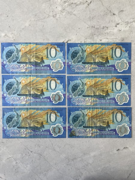 6× New Zealand $10 Millennium Commemorative Banknotes $1 RESERVE Carousel 1