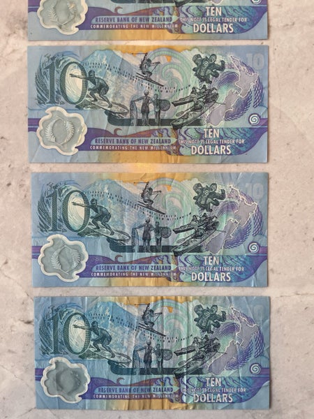 6× New Zealand $10 Millennium Commemorative Banknotes $1 RESERVE Carousel 8