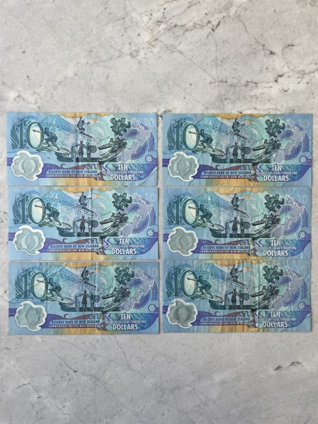 6× New Zealand $10 Millennium Commemorative Banknotes $1 RESERVE Carousel 2
