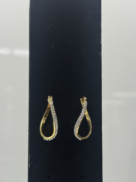 925 stamped Gold Teardrop Hoop Earrings with Crystal Accents Carousel 1