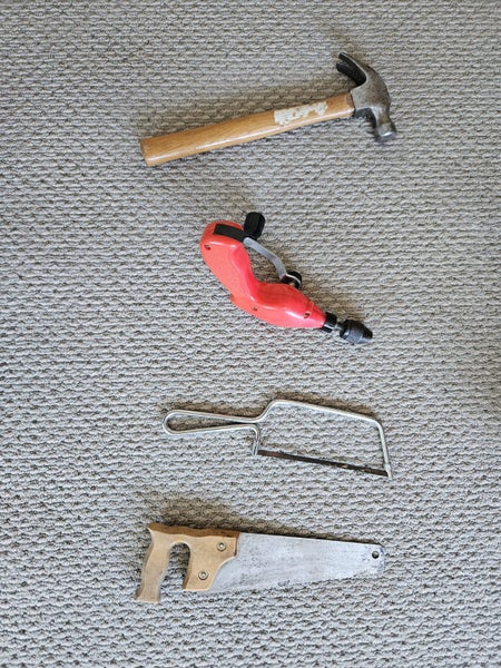 Child Real Handtools- CarpentrySet -4 x- drill, saws, hammer. Excell cond. Xmas? Carousel 1