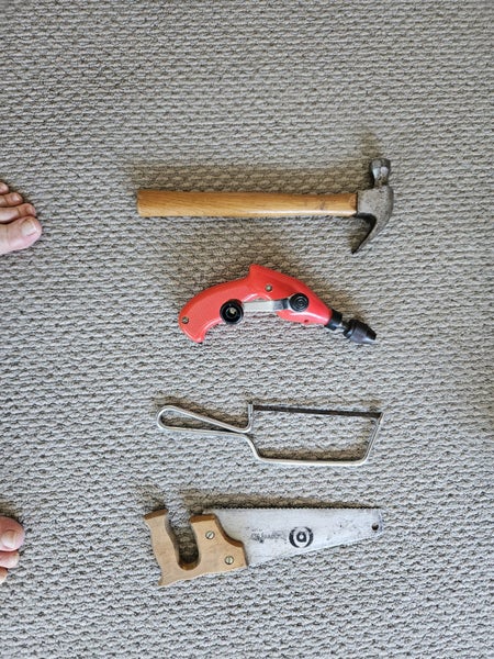 Child Real Handtools- CarpentrySet -4 x- drill, saws, hammer. Excell cond. Xmas? Carousel 2