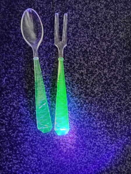 Art Deco Green Uranium Depression Spoon and Fork Carousel 1