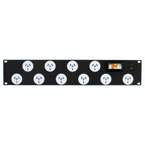 RackPower PN101-B1C31 Power Strip: 10 x 10A 3pin outlets, 19" 2U, 10A 6kA C Carousel 1