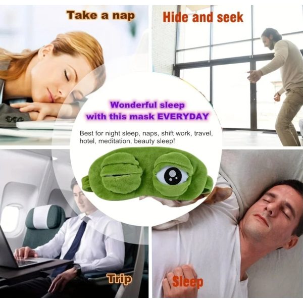Cute Green Frog Funny Eye Mask For Adults Kids Adjustable Eyelinds Carousel 1