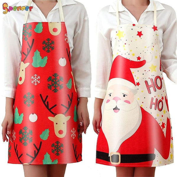 1PC Christmas Kitchen Apron Santa Claus Elk Snowflake Pattern Decor for Chr Carousel 1