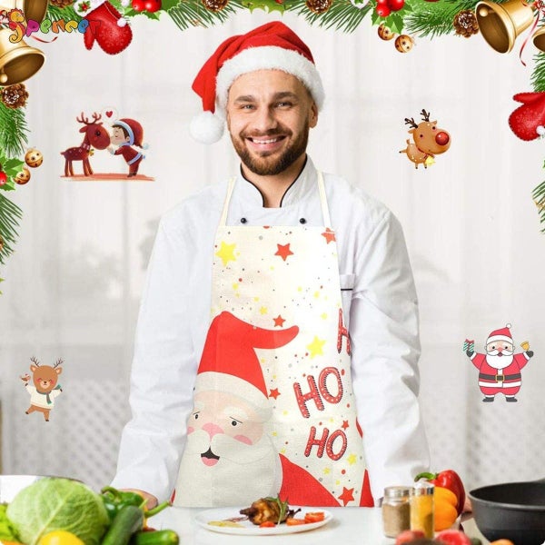 1PC Christmas Kitchen Apron Santa Claus Elk Snowflake Pattern Decor for Chr Carousel 6