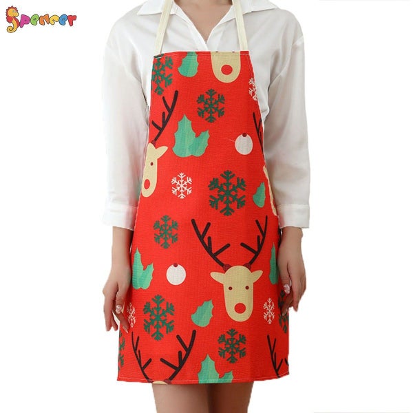 1PC Christmas Kitchen Apron Santa Claus Elk Snowflake Pattern Decor for Chr Carousel 2
