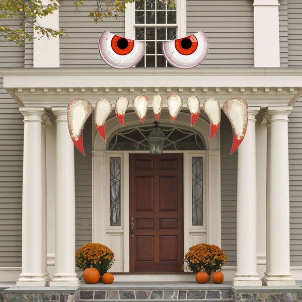 Halloween Spider Decorations Outdoor, Large Eyes Fangs Halloween Garage Doo Carousel 1