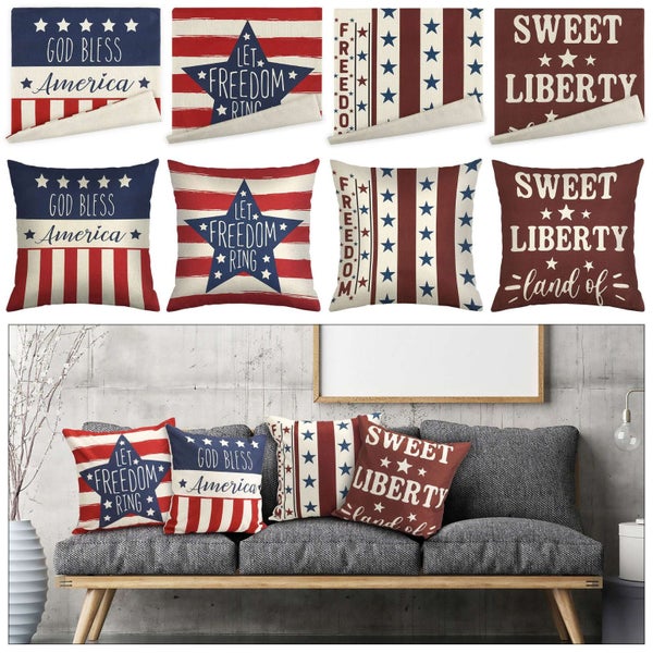 Patriotic United States of America Holiday Pillow Covers 17.7x17.7 IN Carousel 1