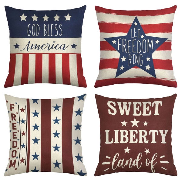 Patriotic United States of America Holiday Pillow Covers 17.7x17.7 IN Carousel 2