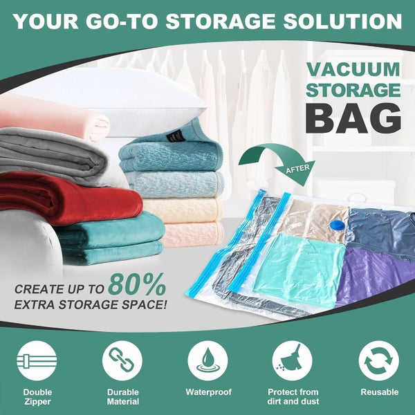Behome Vacuum Storage Bags with Double-Zip Seal, 10 Pack Jumbo Space Saver Carousel 2