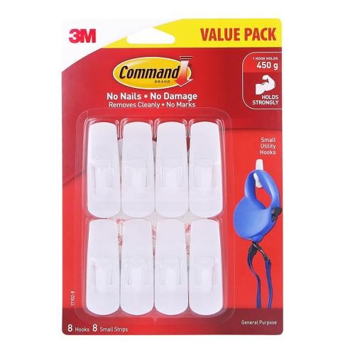 3M 11345 Command Hook 17102-8 Small White, Value Pack of 8 [7011387667] Carousel 1