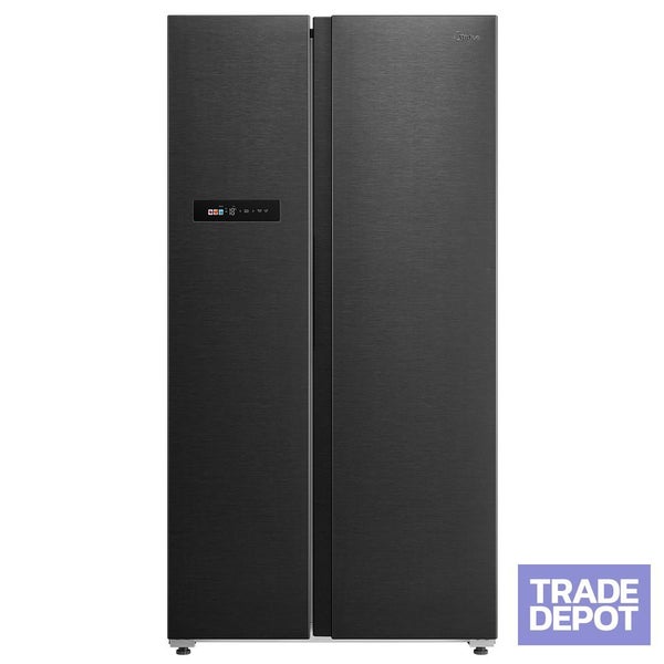 Midea 910mm Side by Side Fridge Freezer 592L Black 4 Star Carousel 1