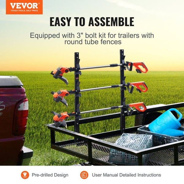 VEVOR 3-Place Weeder Trimmer Rack Holder for Open Landscape Trailer Lockable Carousel 2