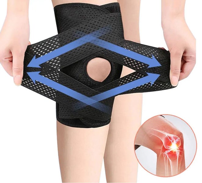 1 Piece Compression Knee Brace Support Knee Wrap With Side Stabilizers For Kn... Carousel 2