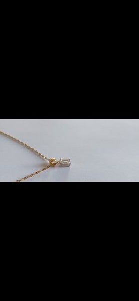 Gold Diamond Pendant & Chain with Elegant Emerald Cut Diamond Studs Carousel 1