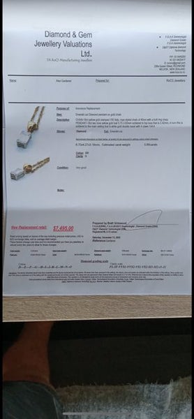 Gold Diamond Pendant & Chain with Elegant Emerald Cut Diamond Studs Carousel 2